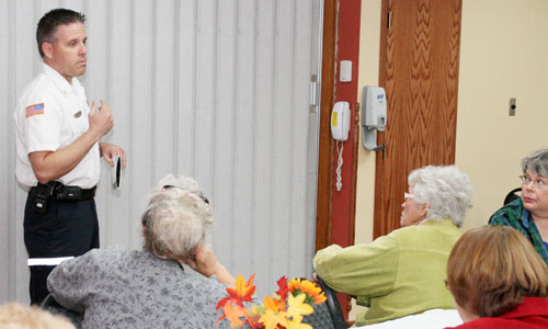 Fire Chief giving safety training to a luncheon