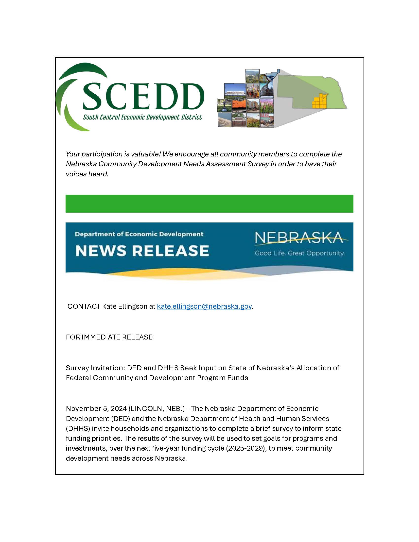 DED/DHHS Community Development Needs Assessment Survey